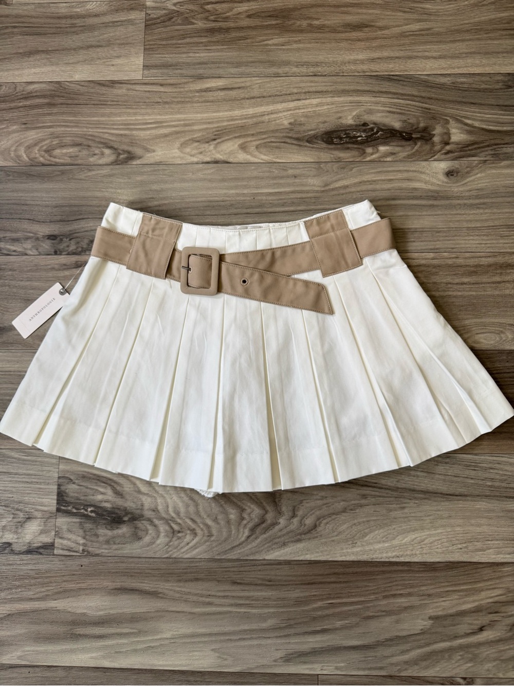 NWT Maeve Detail Pleated Tennis Mini Skirt in White Size 2